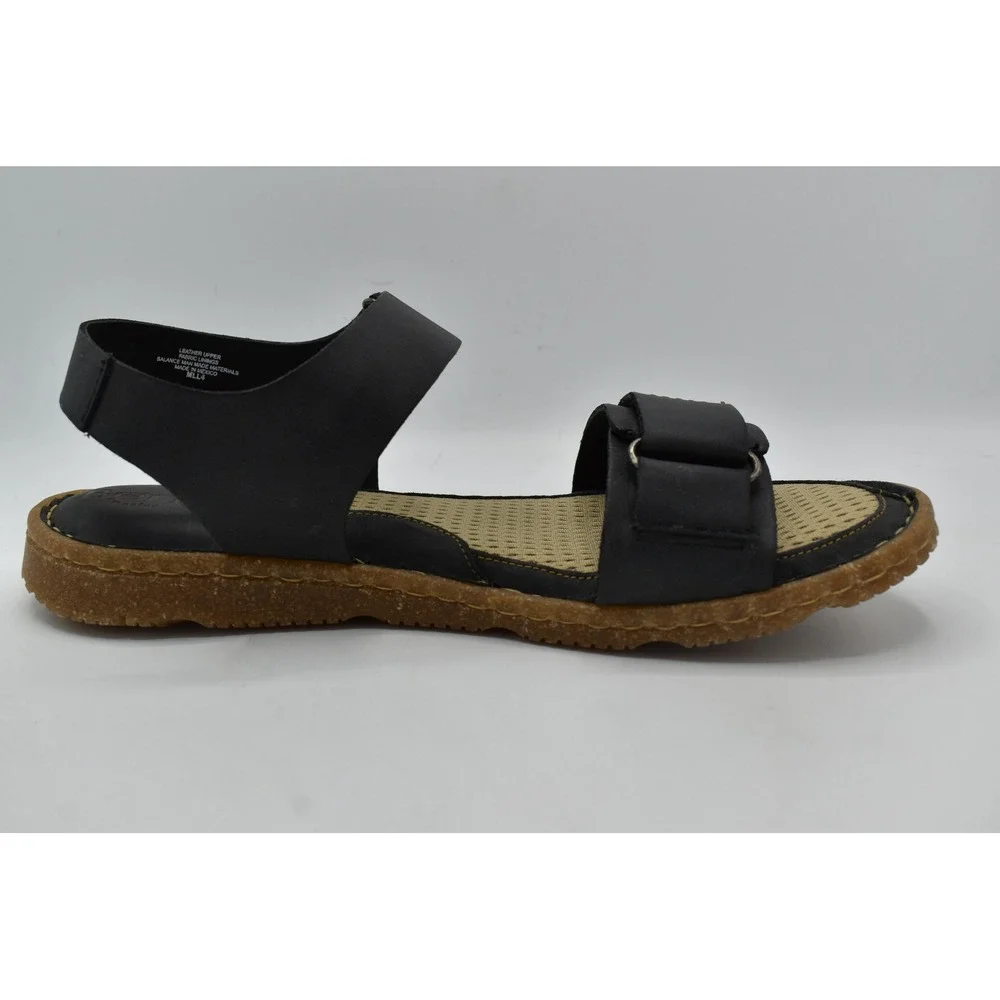 Born Womens Size 10 Tabra Black Full Grain Leather Strappy Flats Sandals Shoes